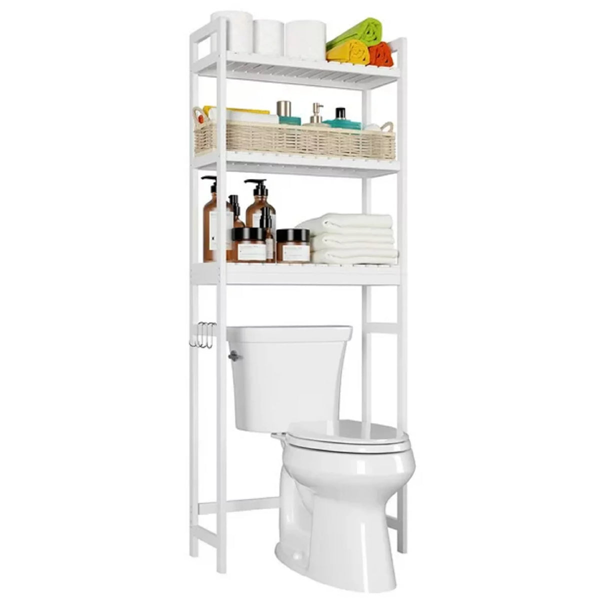 3 Tier White Bamboo Over the Toilet Storage Shelf B440
