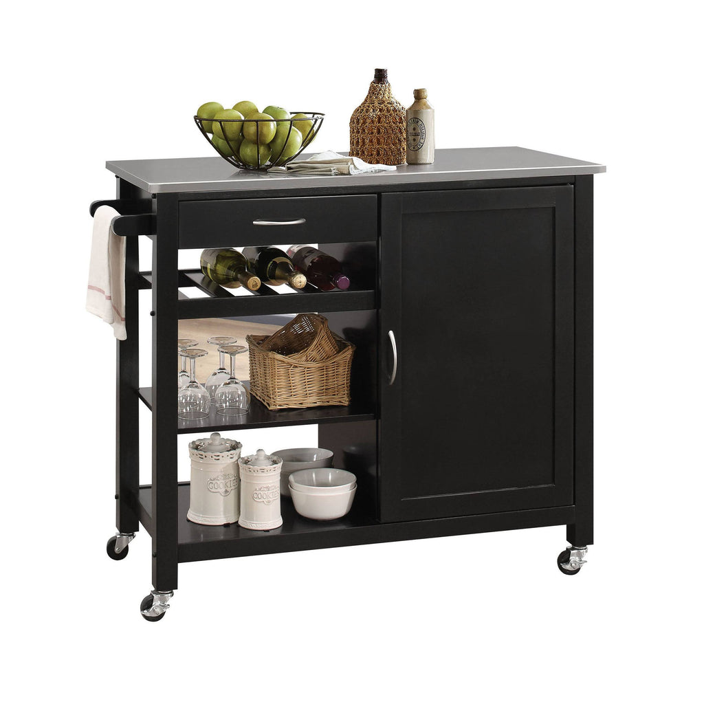 White Black MDF Kitchen Cart L91492