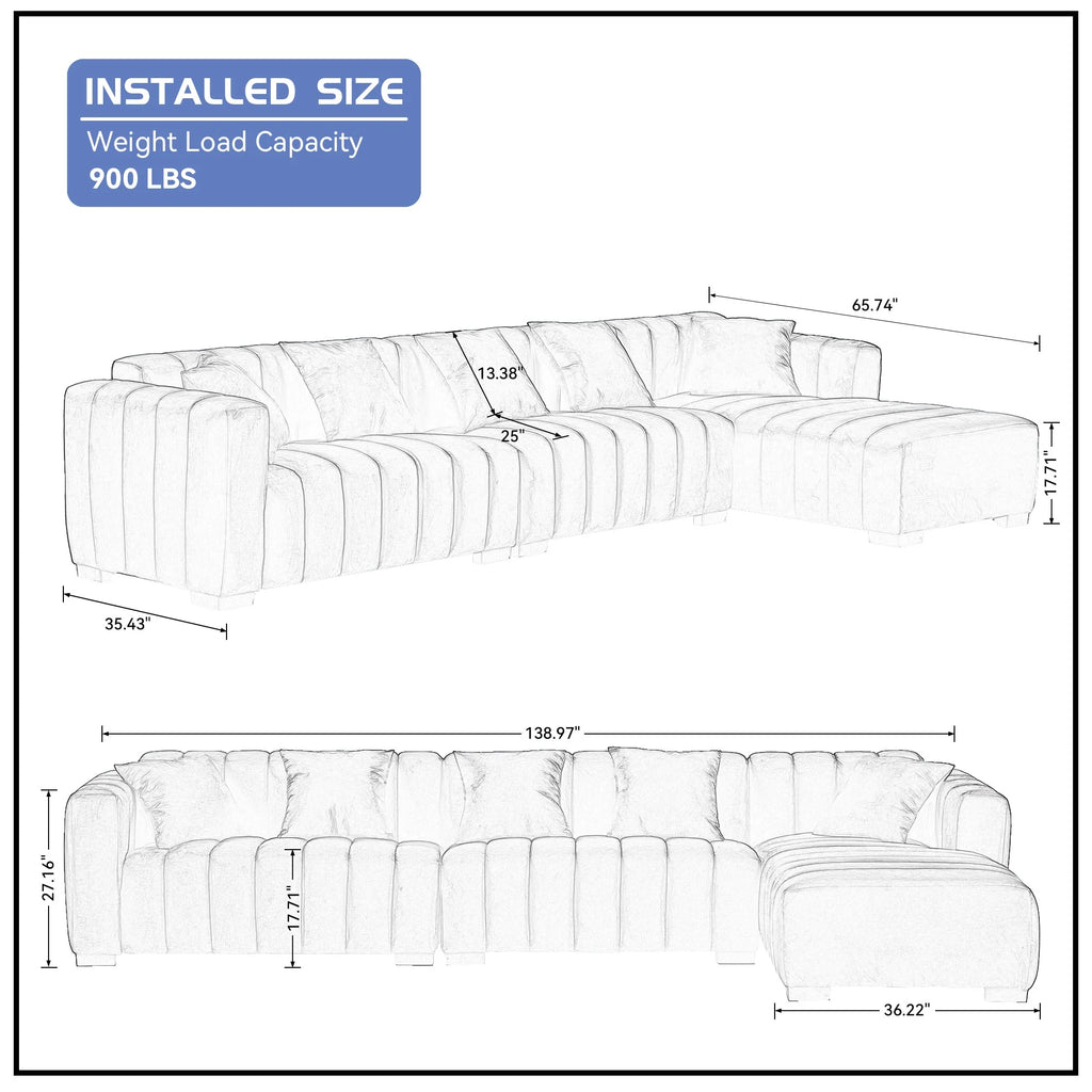 L-Shape Sectional Sofa with Right Chaise V26919