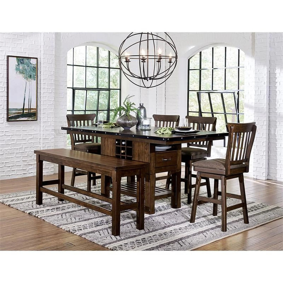Wood Counter Height Dining Room Table in Dark Brown N885