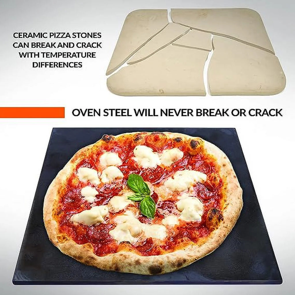 Pre-Seasoned Carbon Steel Pizza Stone & Flat Top Grill Cookware, 12" x 12" x 1/4" G126248