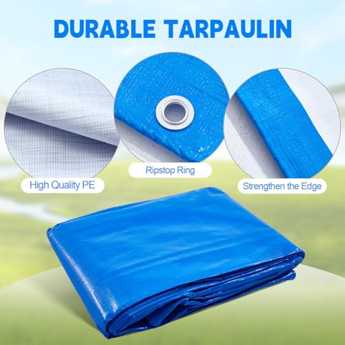 Waterproof 11.5 x 6.6 ft Chicken Coop Cover with 50 Pcs Ball Bungees Cords T7926
