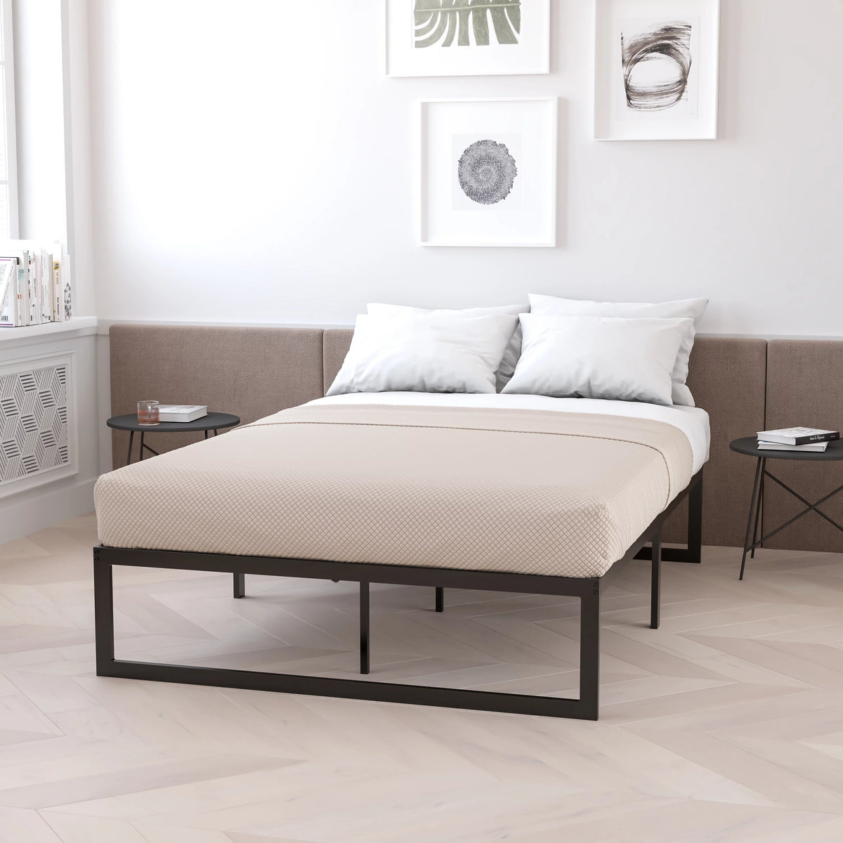 Queen Platform Bed Frame & Mattress in a Box I80988