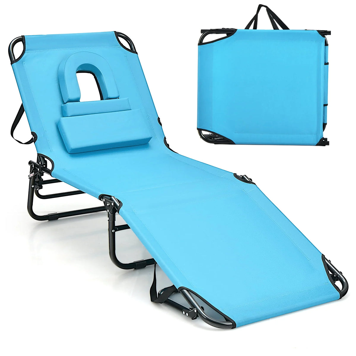 Beach Chaise Lounge Chair with Face Hole Pillows Z8277