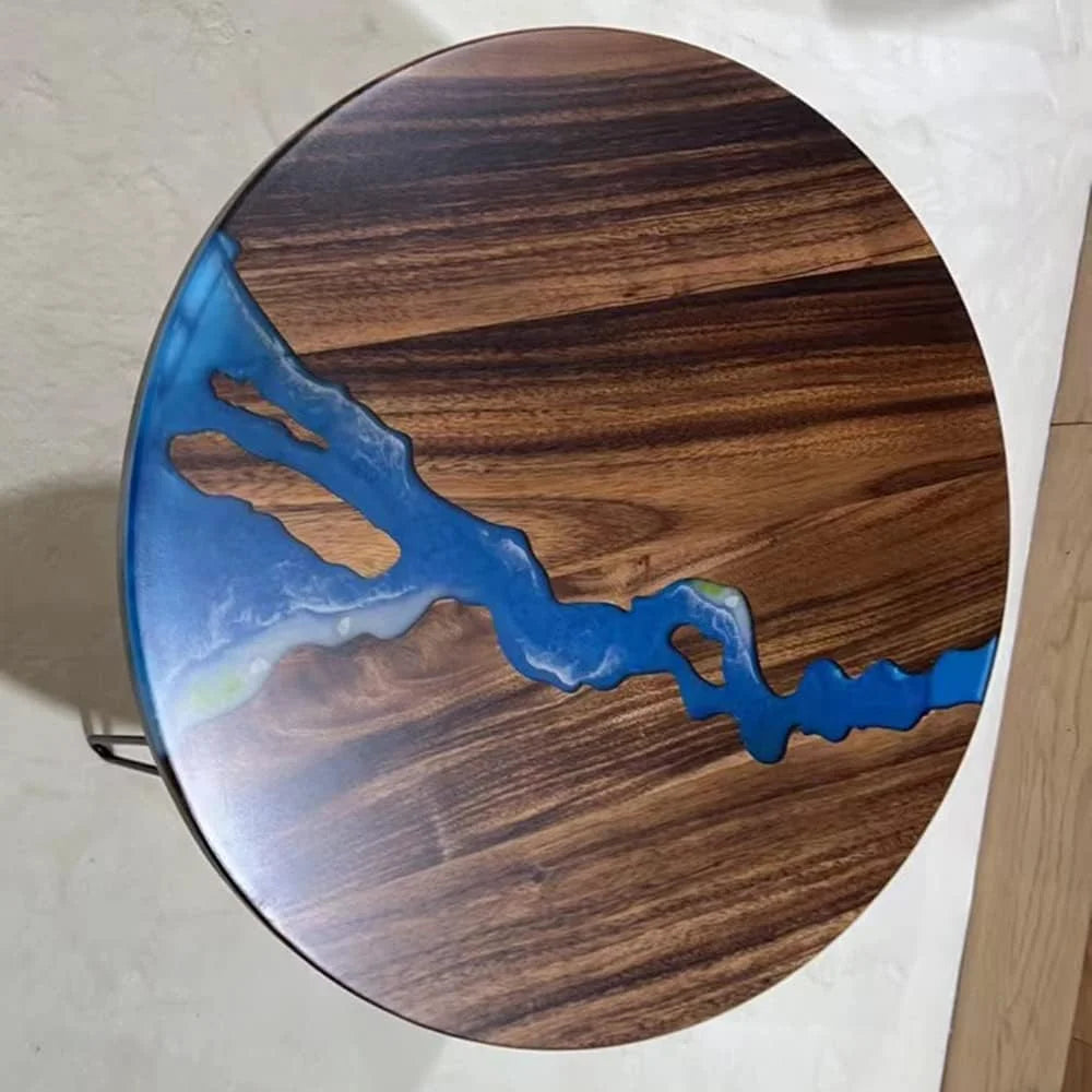 Round Teak Wood Resin Coffee Table E56318