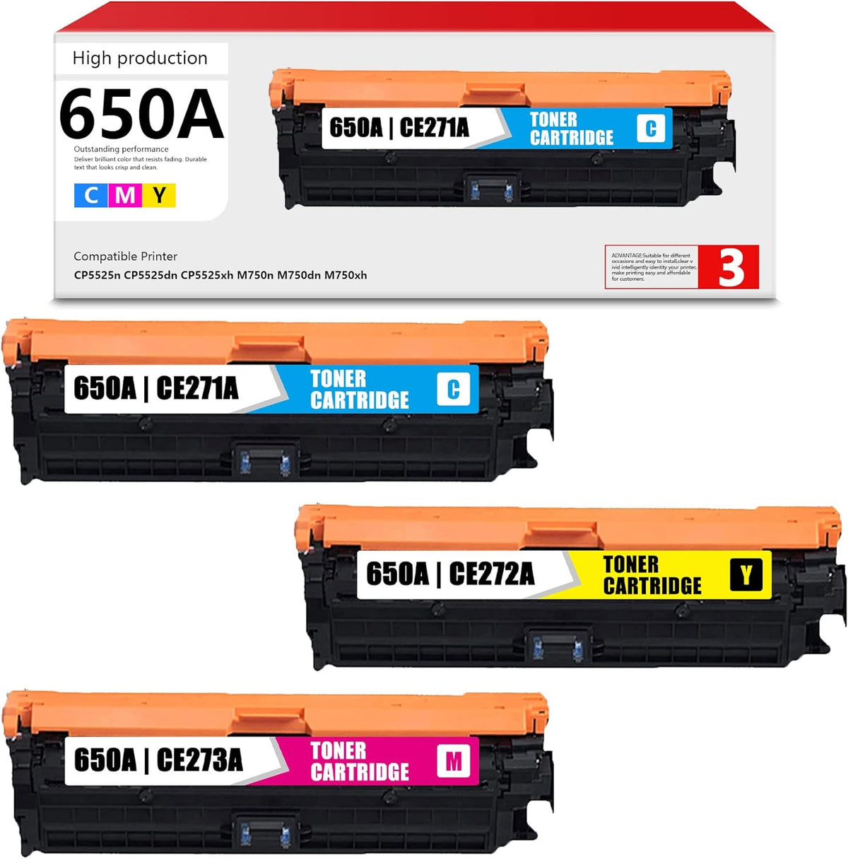 3 Pack Remanufactured Toner Cartridges L521
