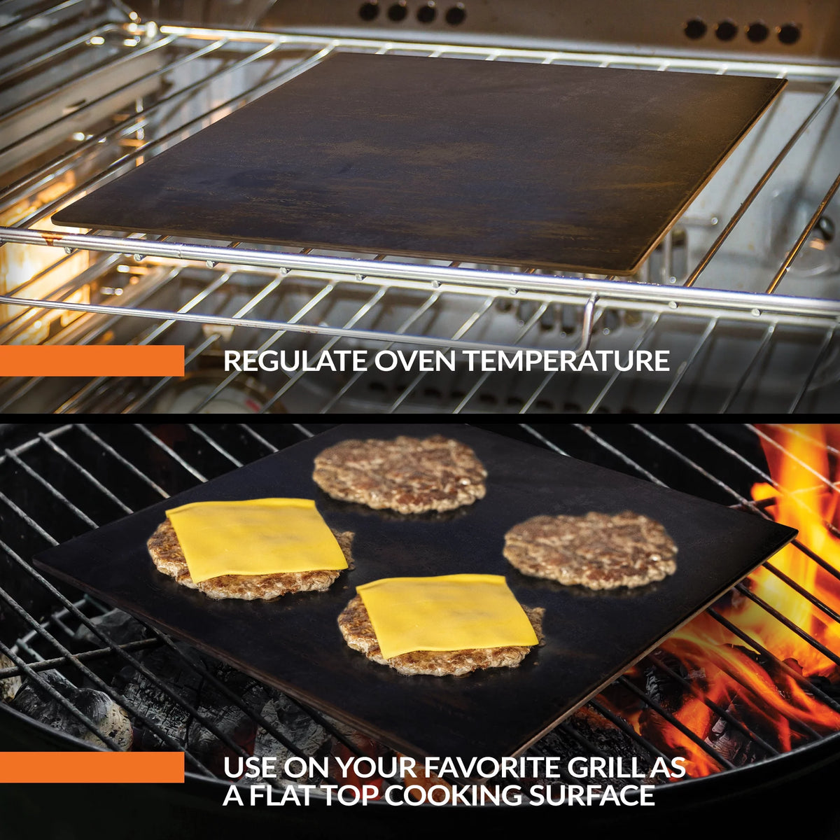 Pre-Seasoned Carbon Steel Pizza Stone & Flat Top Grill Cookware, 12" x 12" x 1/4" G126248