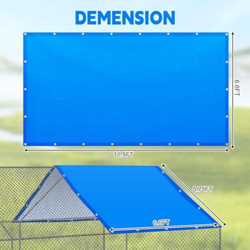 Waterproof 11.5 x 6.6 ft Chicken Coop Cover with 50 Pcs Ball Bungees Cords T7926