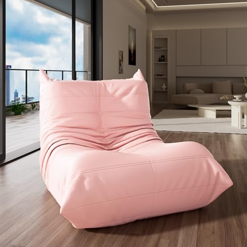 Pink Faux Leather Memory Foam Bean Bag Chair Y62318