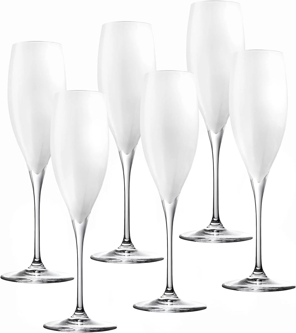 Champagne Flute Glasses Set Of 6 Crystal White 11 Oz Y1274