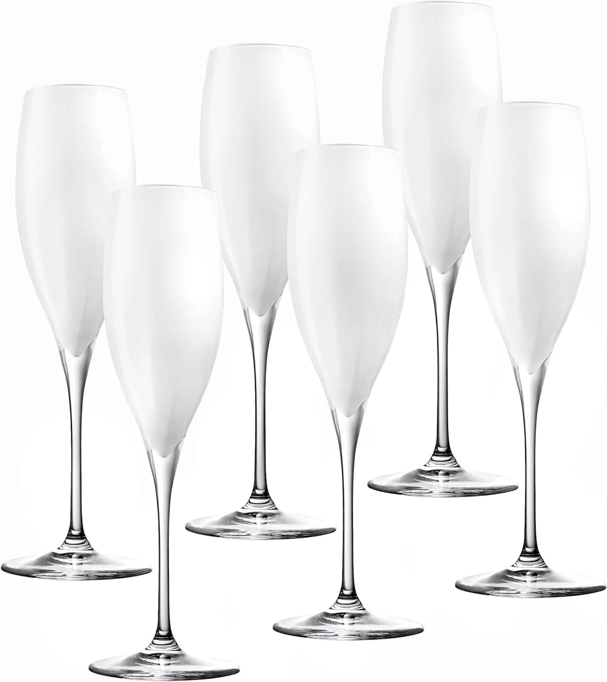Champagne Flute Glasses Set Of 6 Crystal White 11 Oz Y1274