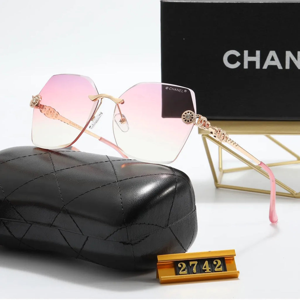 Frameless Rhinestone Flower Polarized Sunglasses U2517
