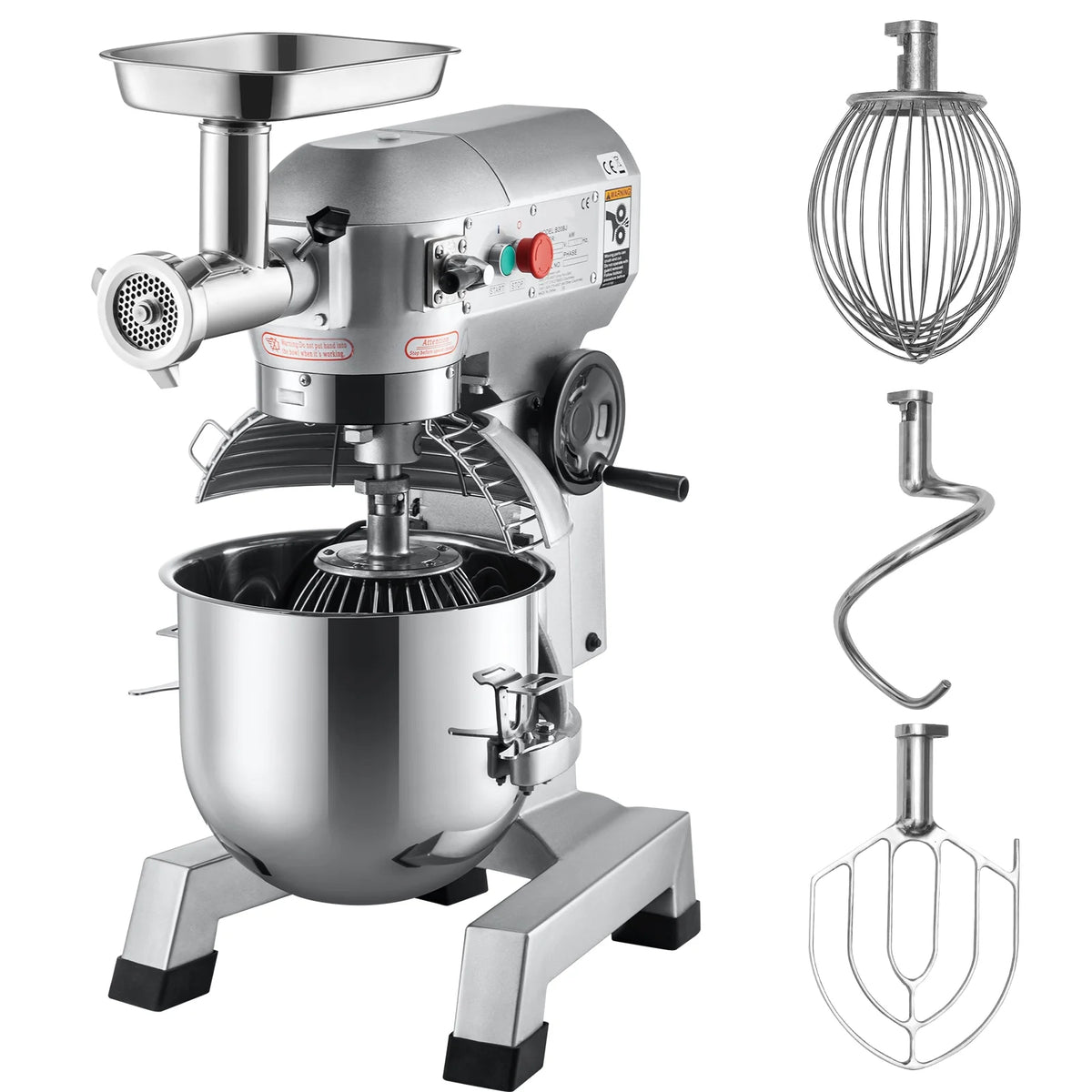 Commercial Stand Mixer with Meat Grinder, 20Qt Stainless Steel Bowl, 1100W B47128