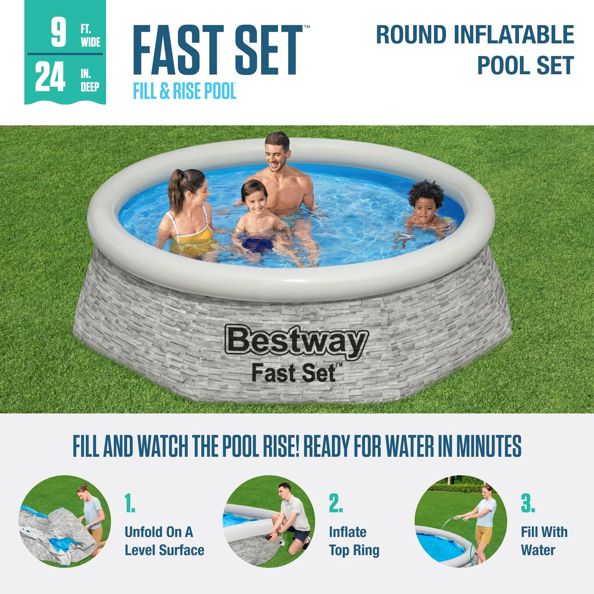 12' x 30 Round Inflatable Swimming Pool Set X378880