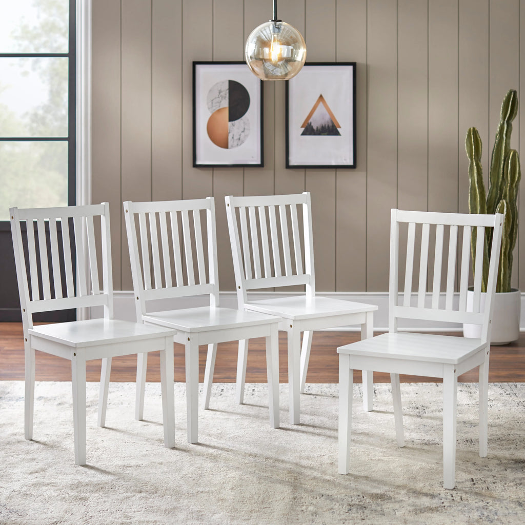 Solid Wood Slat Back Dining Chairs Set of 4 Charcoal Grey L26879