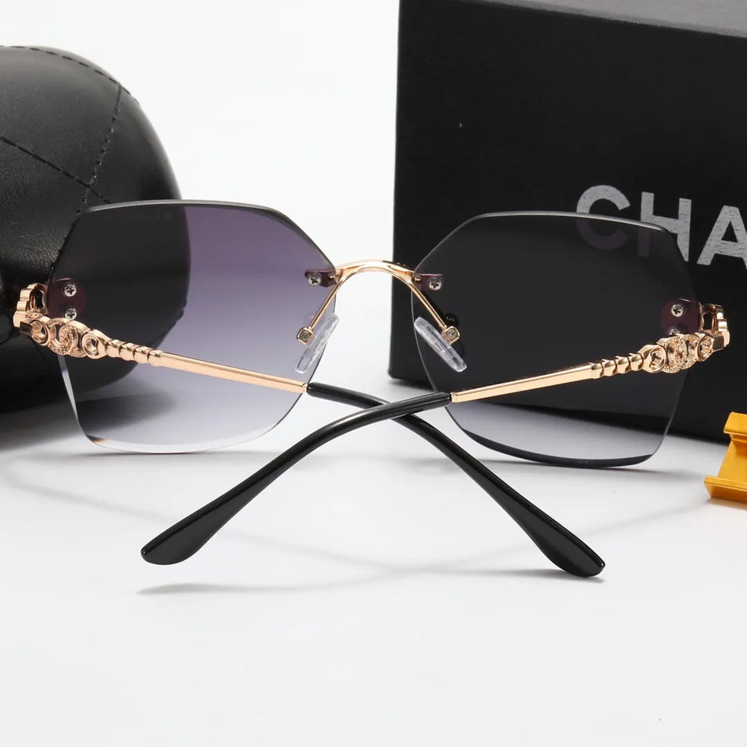 Frameless Rhinestone Flower Polarized Sunglasses U2517