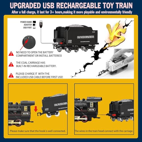 Rechargeable Electric Train Set with Lights and Sound O6131