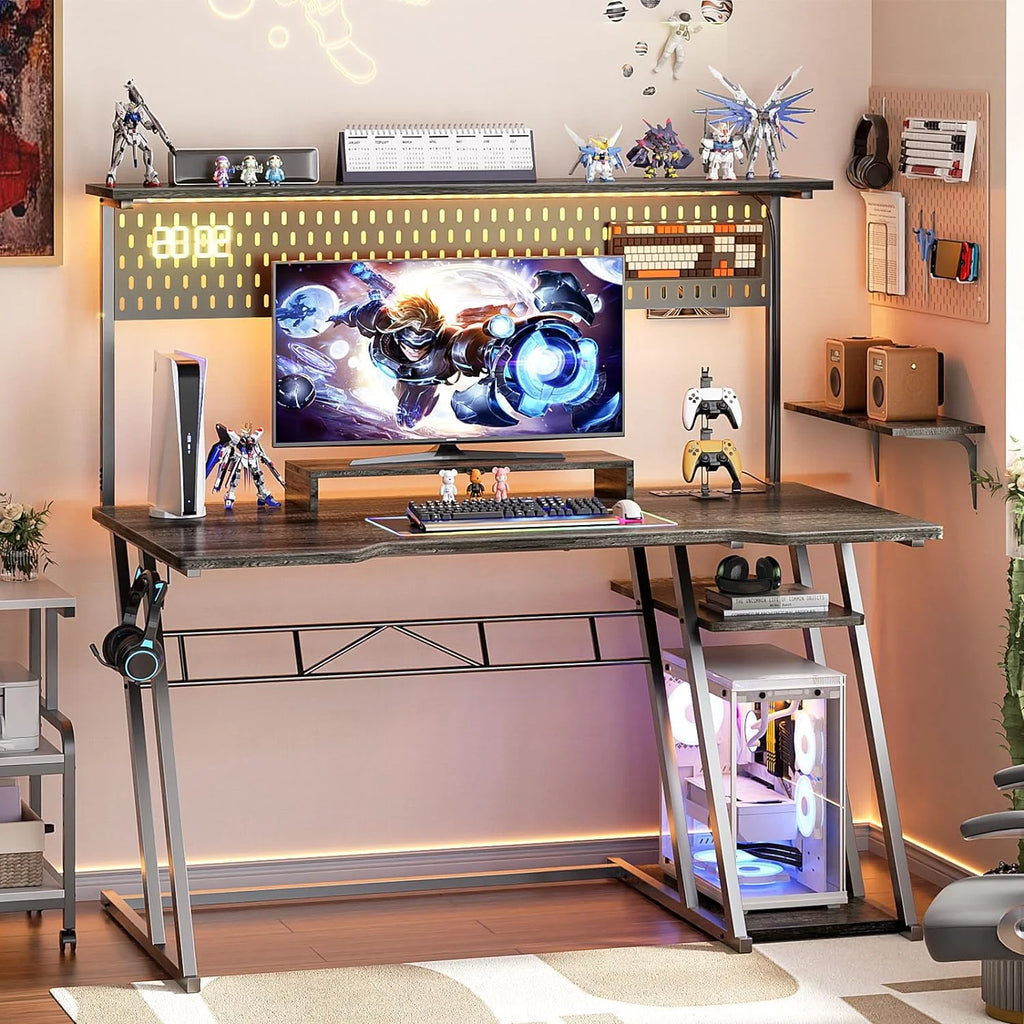 Black 47 inch Computer Desk with Power Outlet and USB Ports R563334