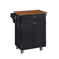 Black Kitchen Cart with Oak Top C2662