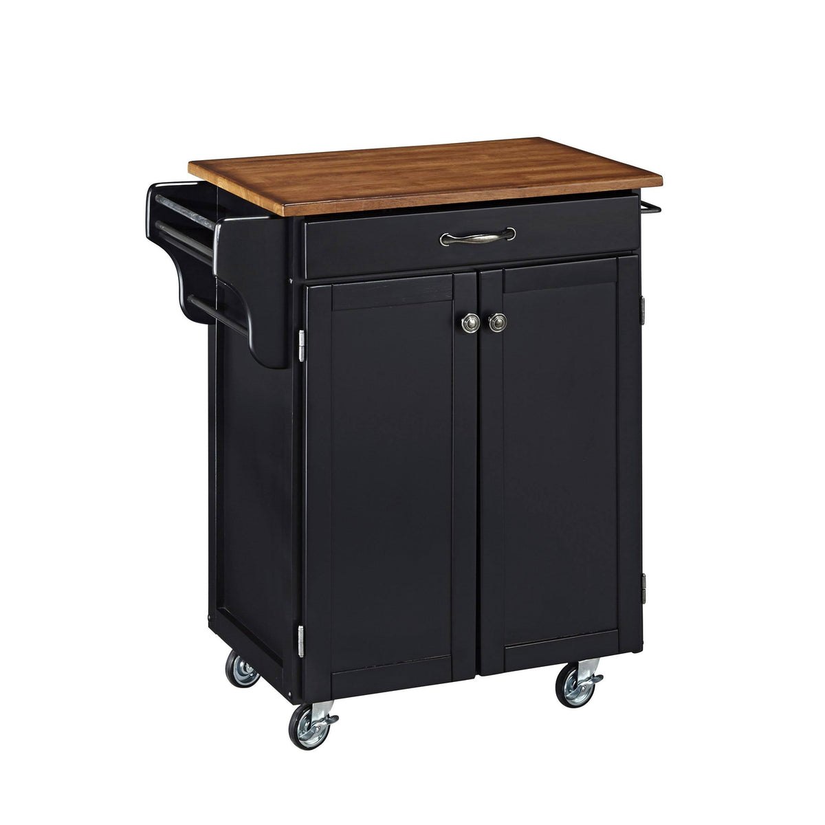Black Kitchen Cart with Oak Top C2662