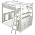 Solid Wood Full Loft Bed with Dresser in White A581