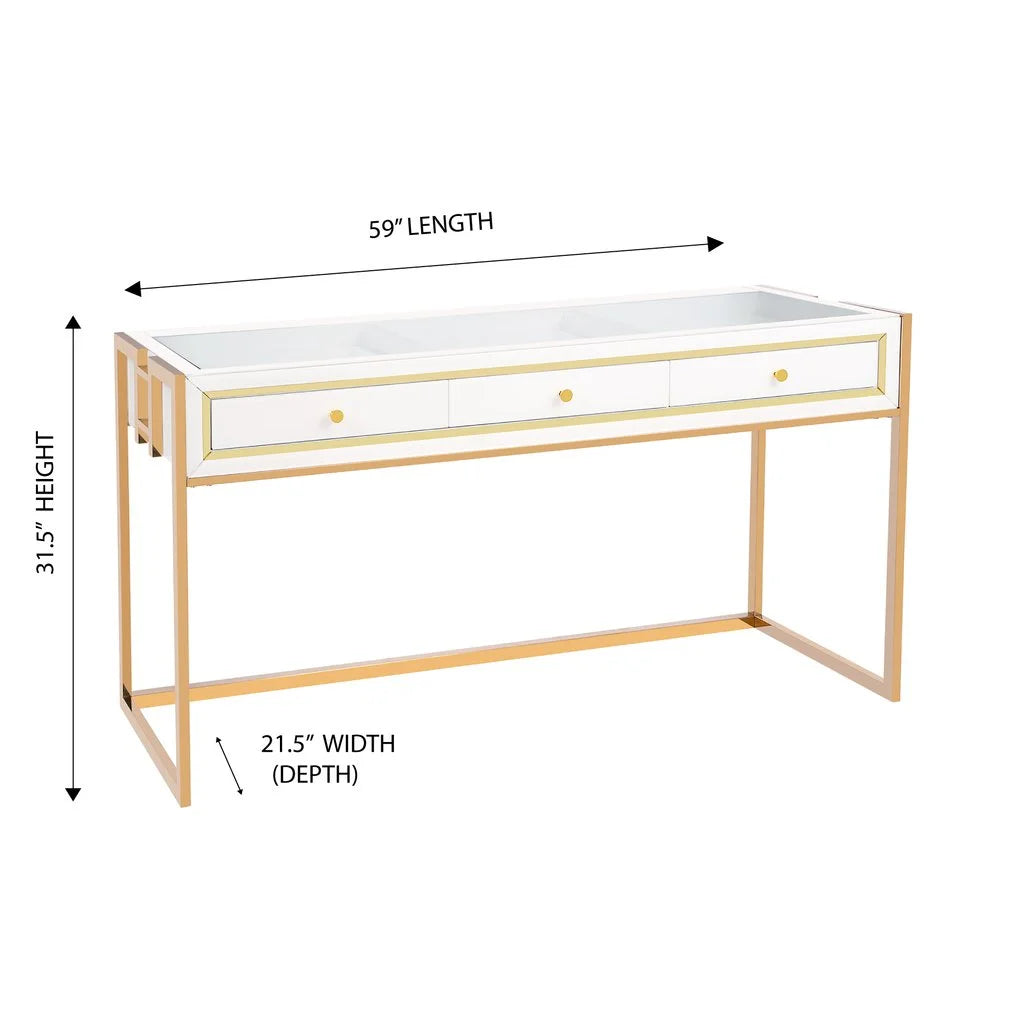 White Modern Makeup Vanity Desk with 3 Drawers K8877