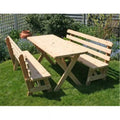 Cedar 6 ft. Cross Legged Picnic Table with 2 Backed Benches X5201