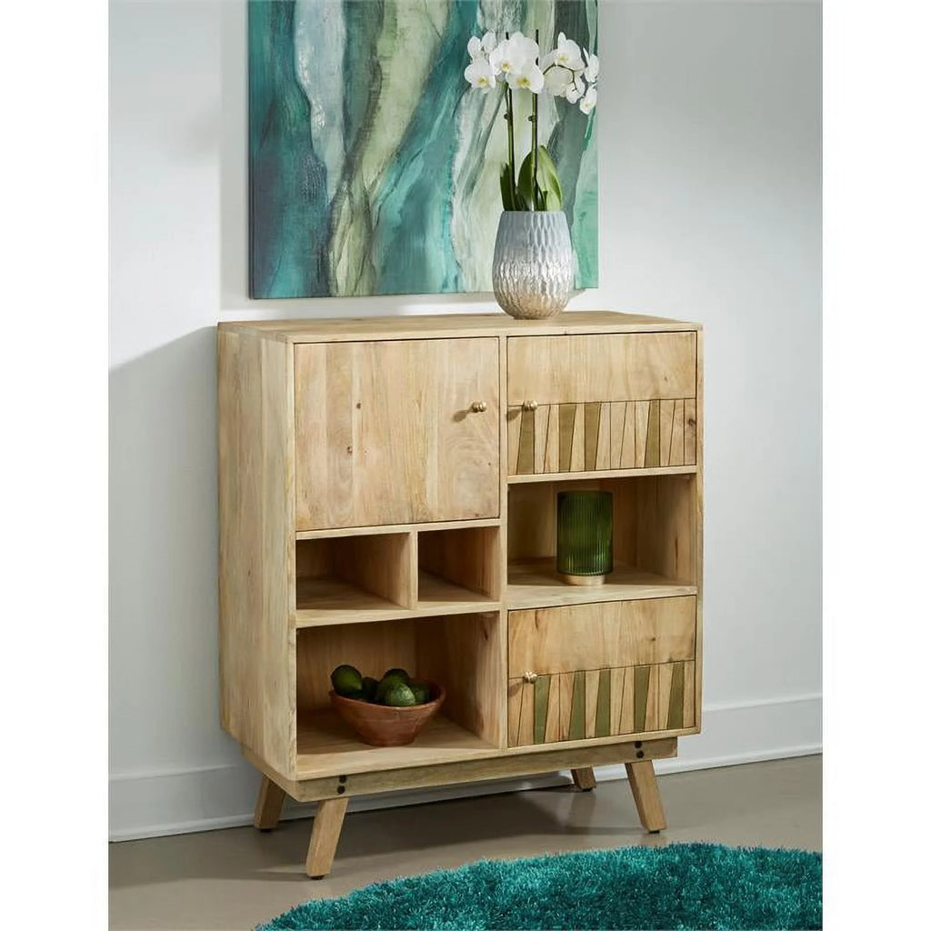 Natural Three Door Tall Wood Cabinet D754478