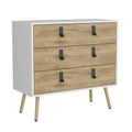 White 3 Drawer Dresser with Wooden Legs E660