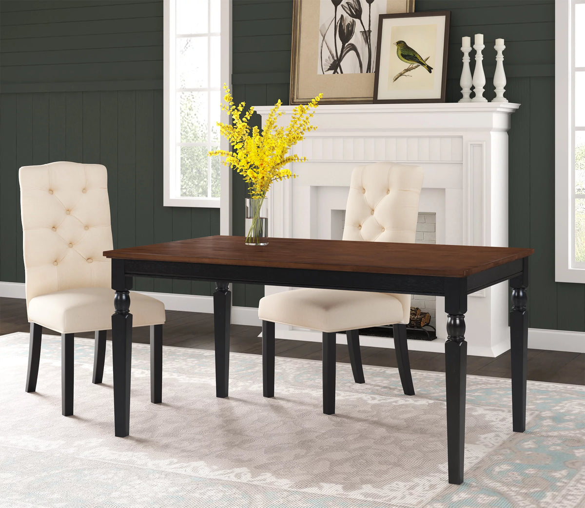 Beige Tufted Dining Chair Set of 2 D559046