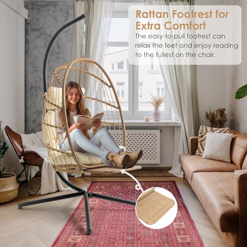 Hanging Egg Chair with Stand and Footrest H885