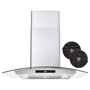 380 CFM Convertible Wall Mount Range Hood with Glass Canopy B44740