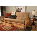 Natural Futon Frame with Mattress & Storage Drawers Full Size X313498