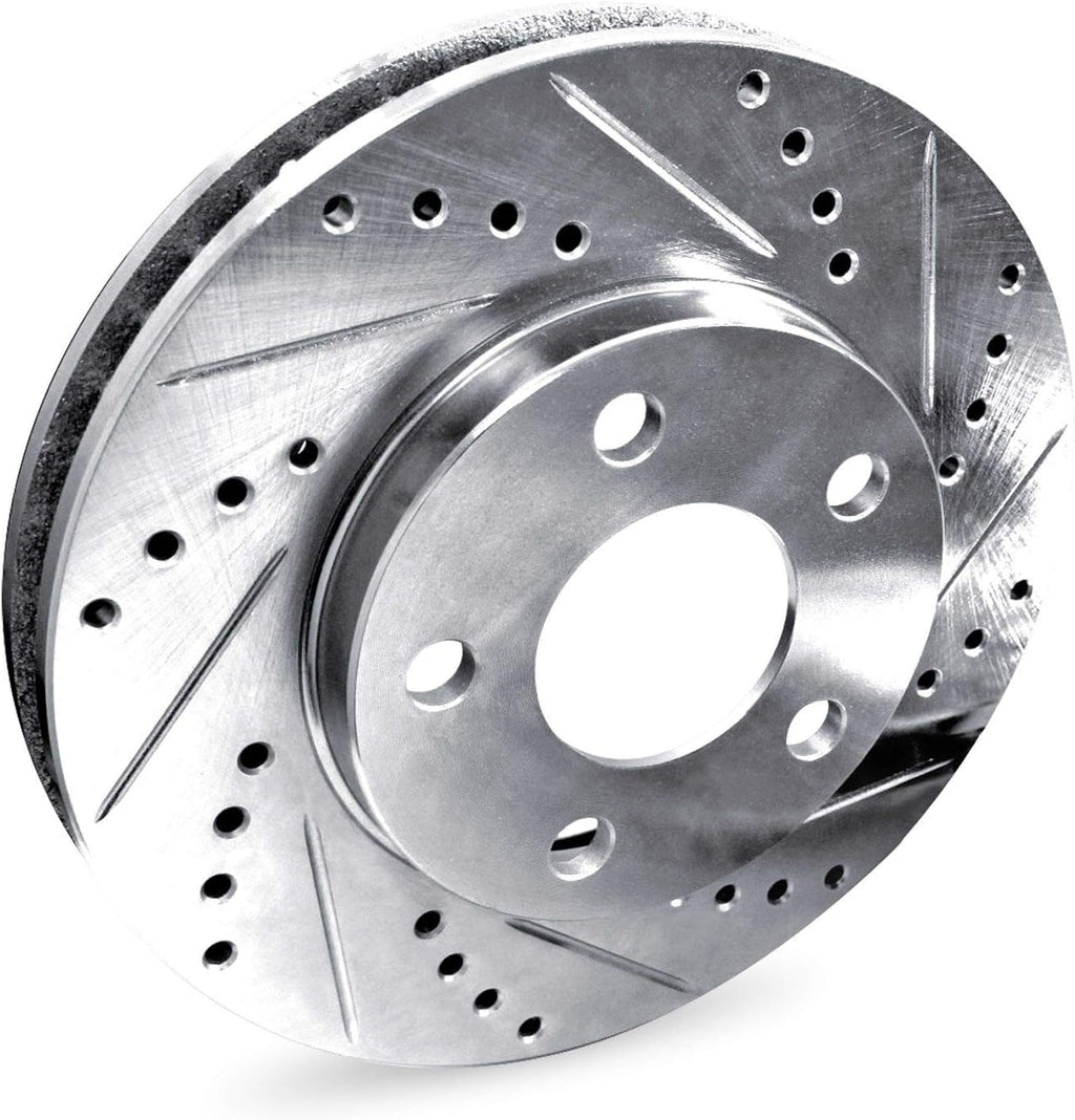 Rear Drilled and Slotted Brake Rotors with Ceramic Brake Pads and Hardware Kit Z661815