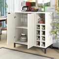 White Wood Bar Cabinet with 2 Door and 8 Wine Racks J15236