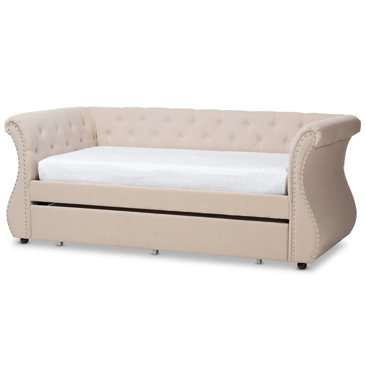 Beige Tufted Daybed with Trundle G6061