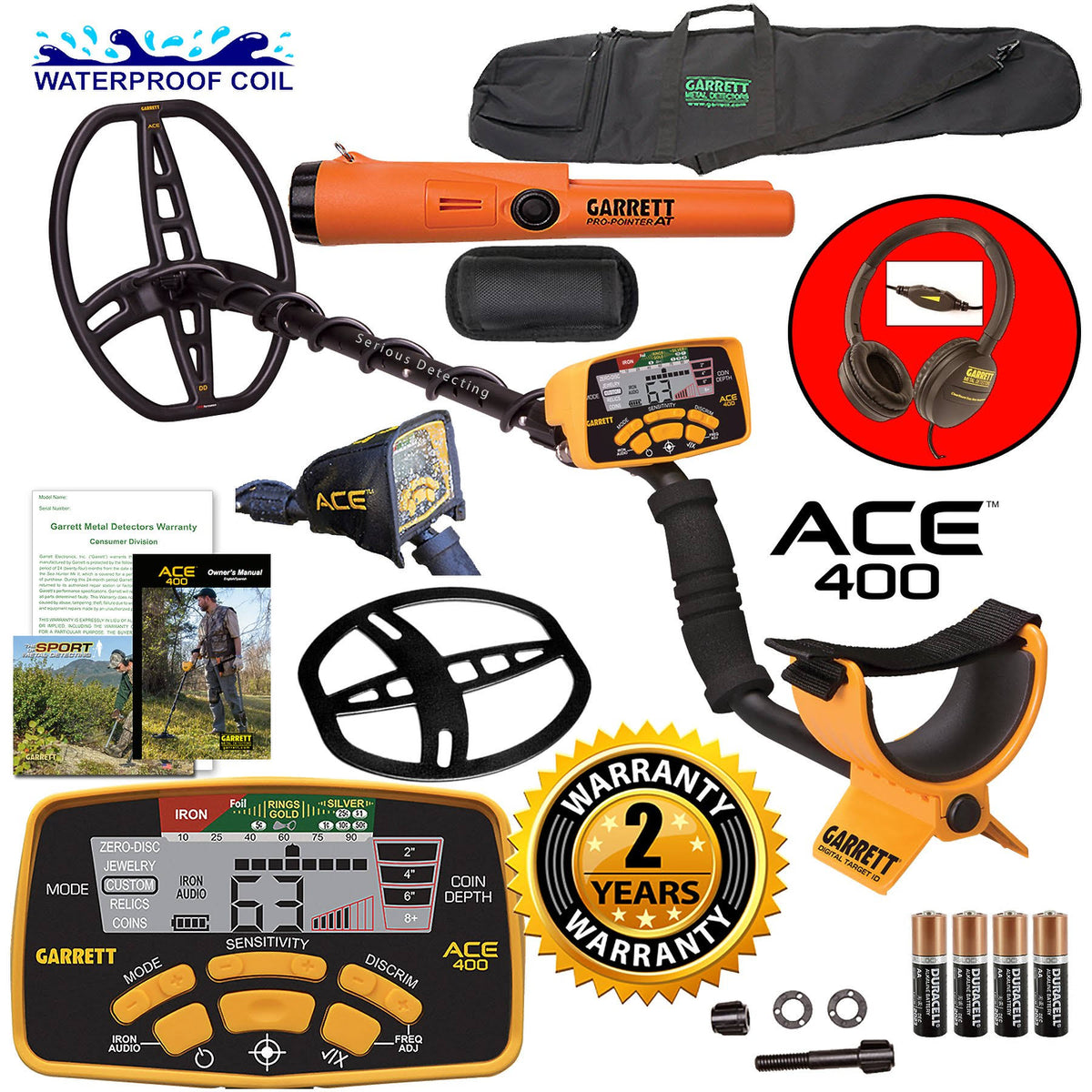 Metal Detector with Waterproof Coil and Carry Bag F66516
