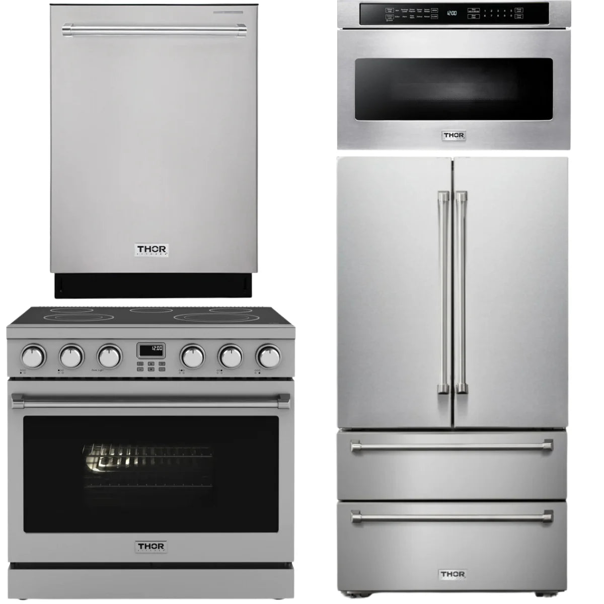36 Electric Range, Refrigerator, Dishwasher and Microwave X275322