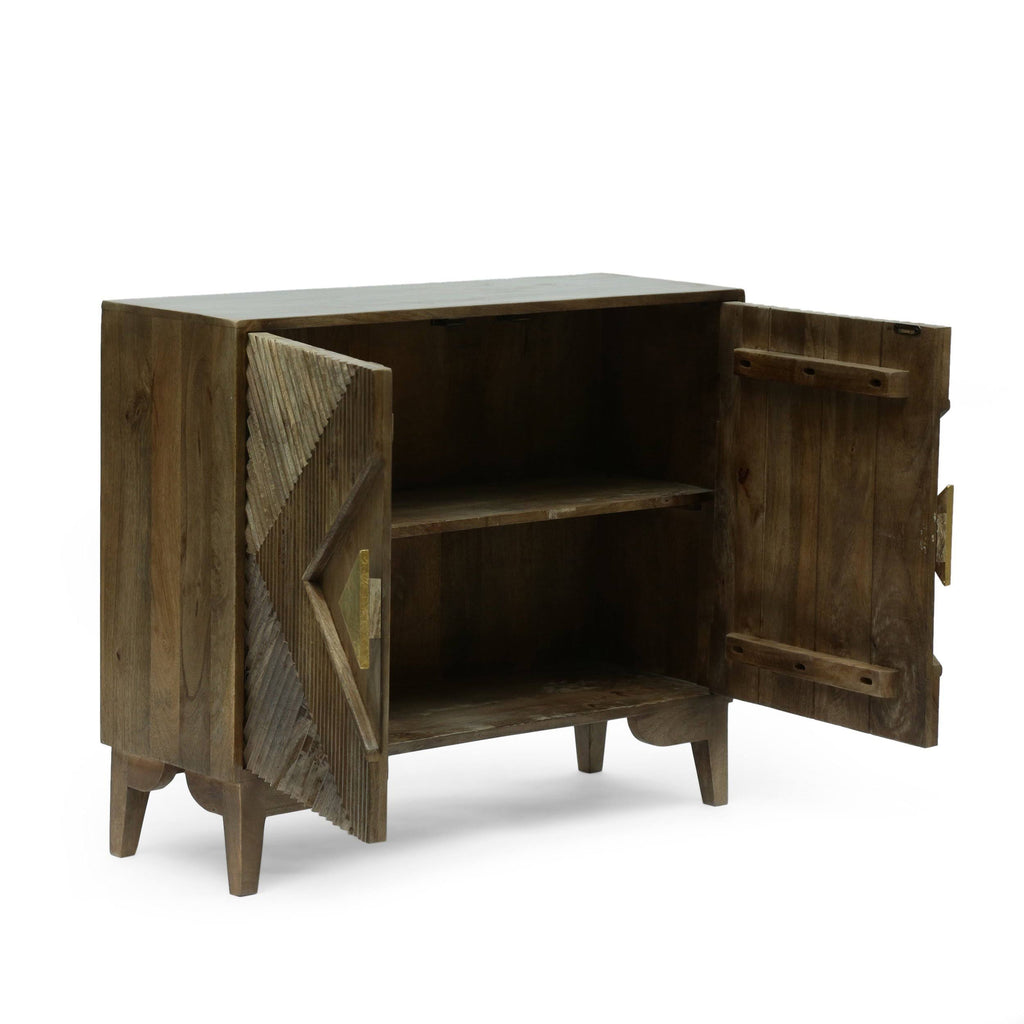 Light Gray 2 Door Mango Wood Cabinet M23758
