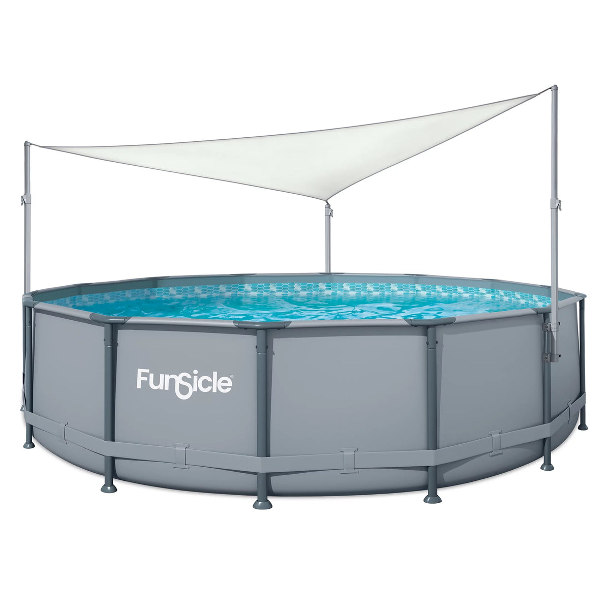 Triangular White Above Ground Swimming Pool Canopy W406849