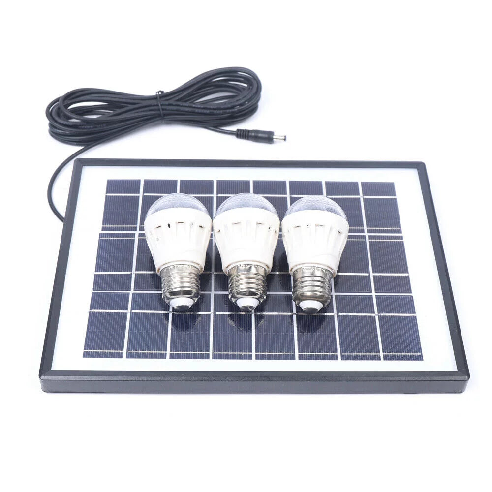 Solar Power Lighting System Kit with 3 LED Lights Fan Solar Panel V914432