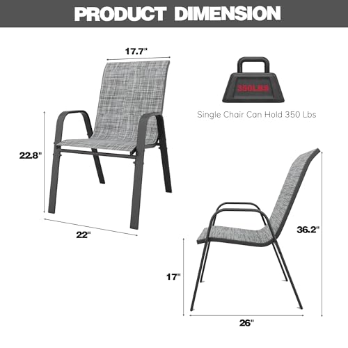 Set of 6 Stackable Textilene Metal Outdoor Chairs C62799