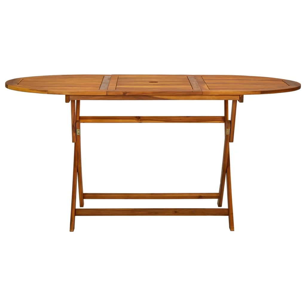 7 Piece Wooden Outdoor Patio Dining Set Folding Table 6 Foldable Adjustable Chairs M440025