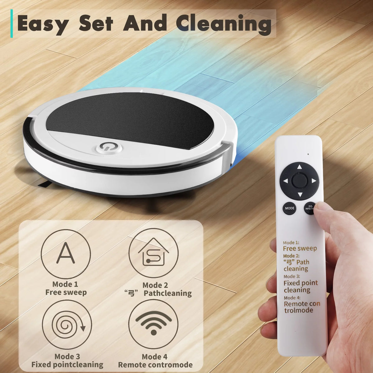 Robot Vacuum Cleaner with Remote Control, 2000Pa D402