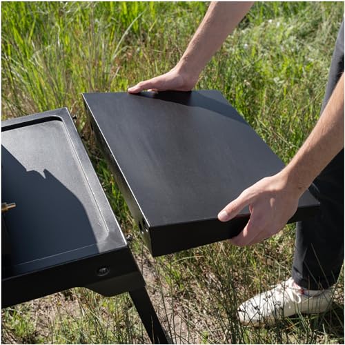 Collapsible Tabletop Griddle Stand with Adjustable Legs and Side Shelf W19008