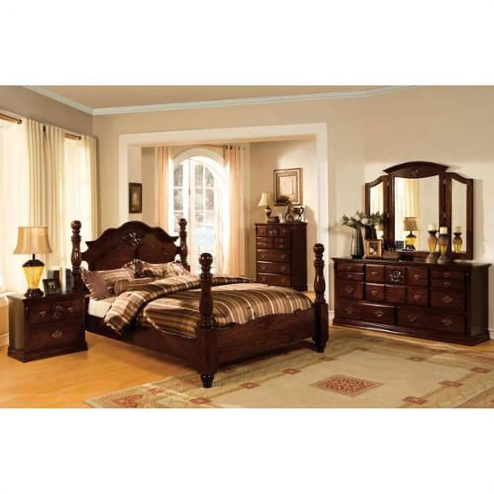 Dark Pine 4-piece Poster Bedroom Set O15082