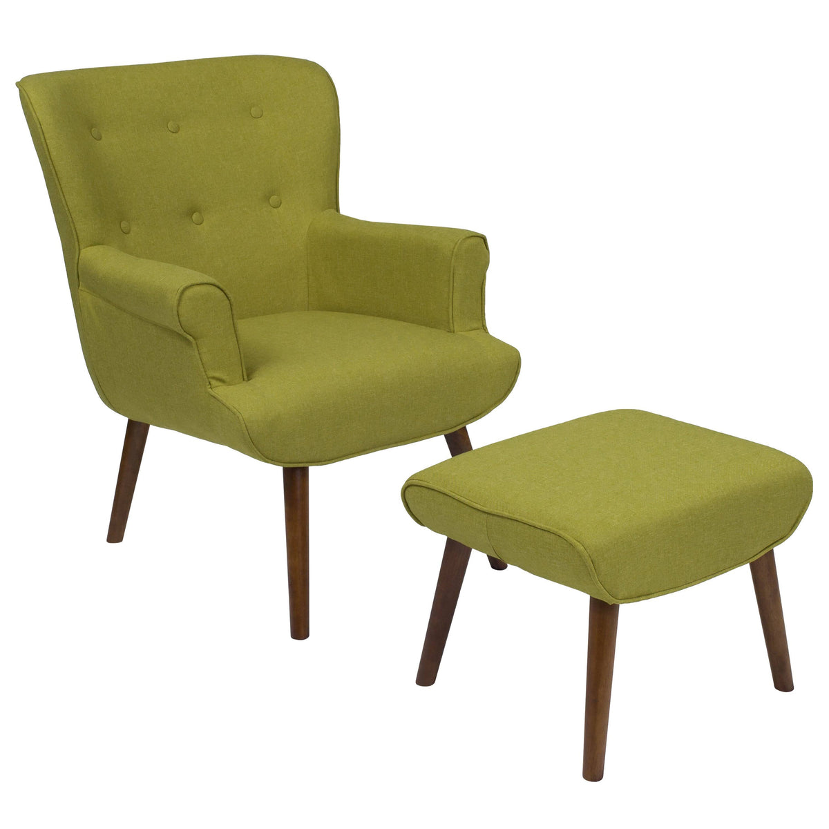 Light Gray Fabric Upholstered Wingback Chair with Ottoman L6818
