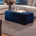Gray and Teal Stripe Rectangle Cocktail Ottoman S437
