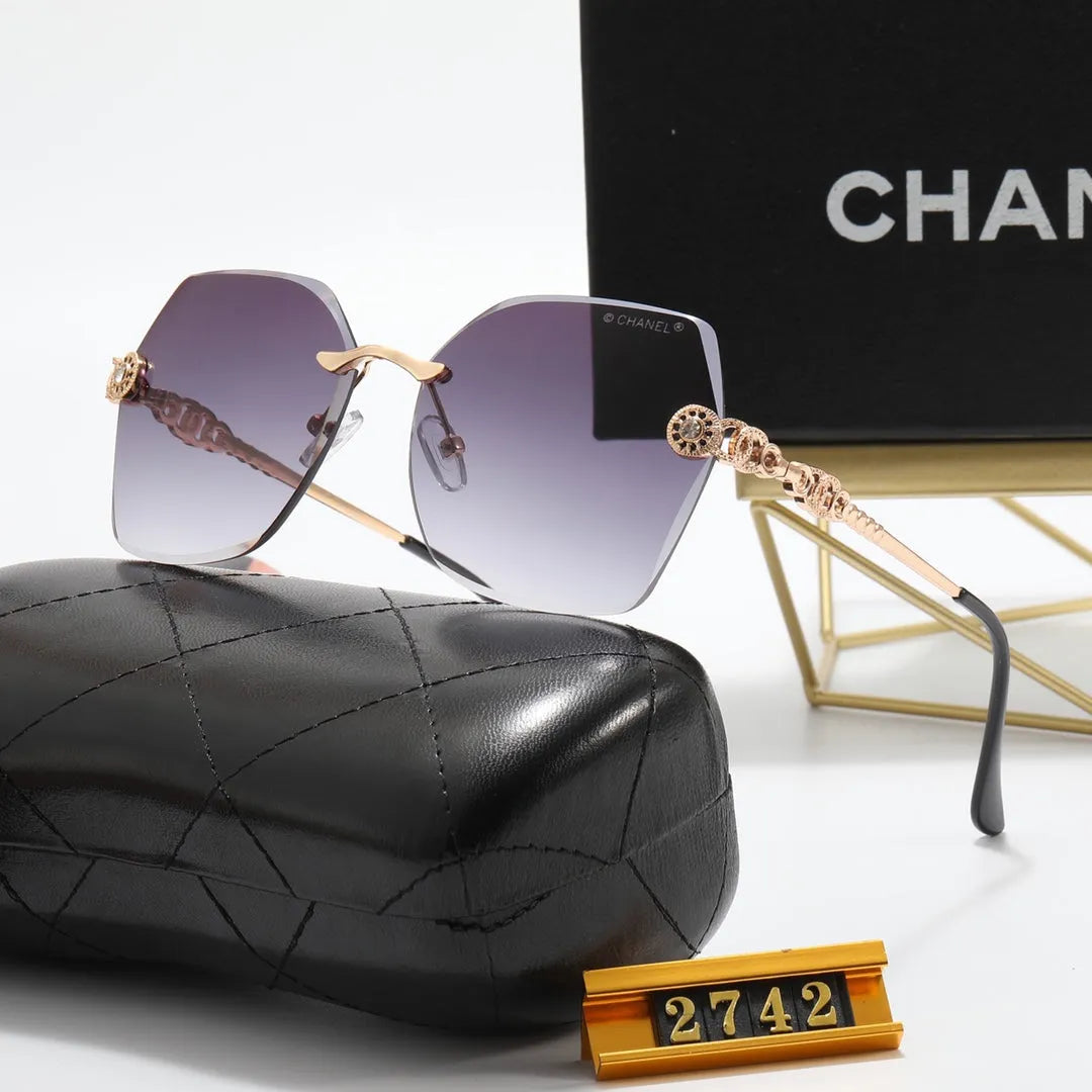 Frameless Rhinestone Flower Polarized Sunglasses U2517