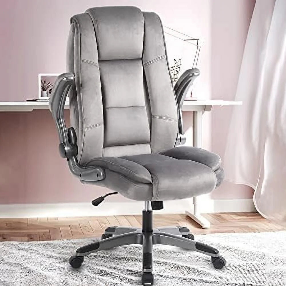 Leather Executive Office Desk Chair with Flip-up Arms R729